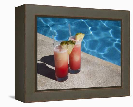 Colourful Cocktails by the Pool, Punta Cana, Dominican Republic, West Indies, Caribbean, Central Am-Frank Fell-Framed Premier Image Canvas