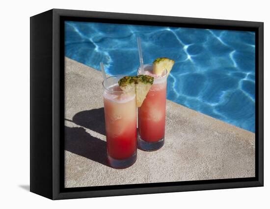 Colourful Cocktails by the Pool, Punta Cana, Dominican Republic, West Indies, Caribbean, Central Am-Frank Fell-Framed Premier Image Canvas