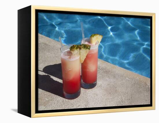 Colourful Cocktails by the Pool, Punta Cana, Dominican Republic, West Indies, Caribbean, Central Am-Frank Fell-Framed Premier Image Canvas