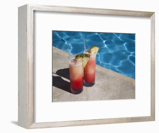 Colourful Cocktails by the Pool, Punta Cana, Dominican Republic, West Indies, Caribbean, Central Am-Frank Fell-Framed Photographic Print