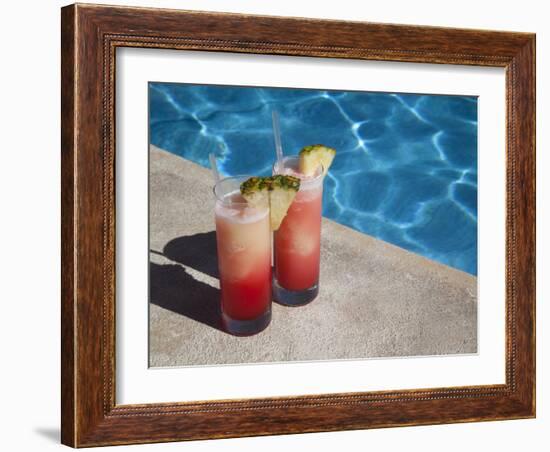 Colourful Cocktails by the Pool, Punta Cana, Dominican Republic, West Indies, Caribbean, Central Am-Frank Fell-Framed Photographic Print