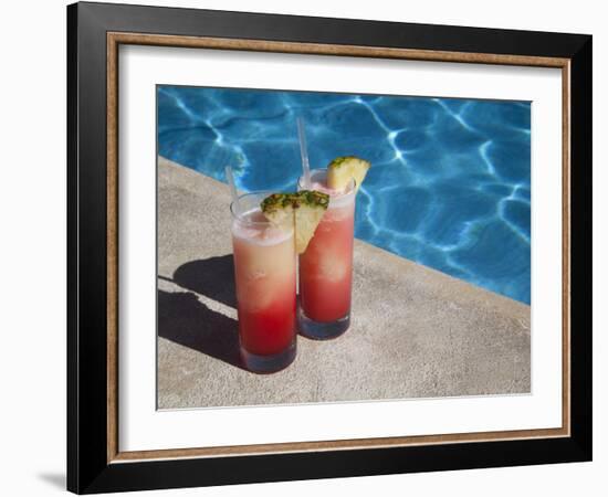 Colourful Cocktails by the Pool, Punta Cana, Dominican Republic, West Indies, Caribbean, Central Am-Frank Fell-Framed Photographic Print