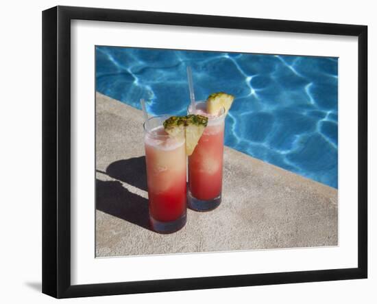 Colourful Cocktails by the Pool, Punta Cana, Dominican Republic, West Indies, Caribbean, Central Am-Frank Fell-Framed Photographic Print