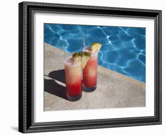 Colourful Cocktails by the Pool, Punta Cana, Dominican Republic, West Indies, Caribbean, Central Am-Frank Fell-Framed Photographic Print