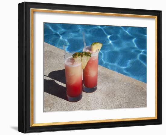 Colourful Cocktails by the Pool, Punta Cana, Dominican Republic, West Indies, Caribbean, Central Am-Frank Fell-Framed Photographic Print