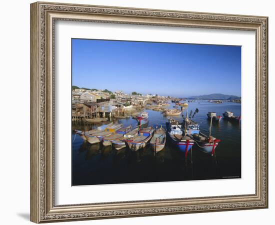 Colourful Fishing Boats in Mouth of the Cai River, Nha Trang, Vietnam, Indochina, Southeast Asia-Robert Francis-Framed Photographic Print