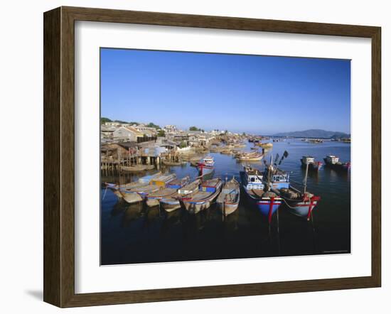 Colourful Fishing Boats in Mouth of the Cai River, Nha Trang, Vietnam, Indochina, Southeast Asia-Robert Francis-Framed Photographic Print