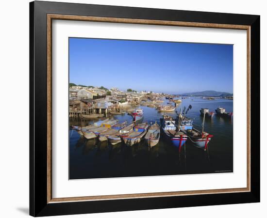 Colourful Fishing Boats in Mouth of the Cai River, Nha Trang, Vietnam, Indochina, Southeast Asia-Robert Francis-Framed Photographic Print