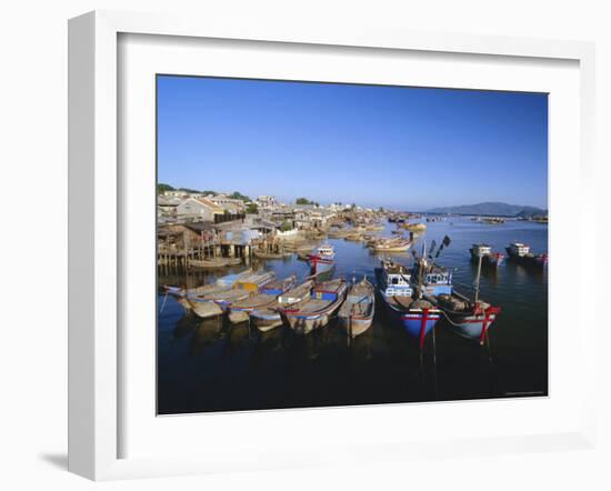 Colourful Fishing Boats in Mouth of the Cai River, Nha Trang, Vietnam, Indochina, Southeast Asia-Robert Francis-Framed Photographic Print
