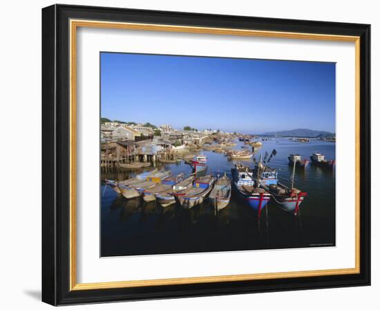 Colourful Fishing Boats in Mouth of the Cai River, Nha Trang, Vietnam, Indochina, Southeast Asia-Robert Francis-Framed Photographic Print