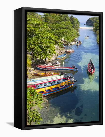 Colourful Fishing Boats on White River, Ocho Rios, St. Ann Parish, Jamaica, Caribbean-Doug Pearson-Framed Premier Image Canvas