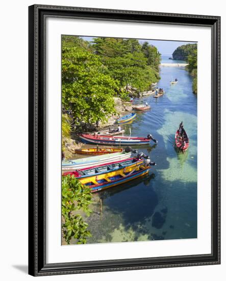 Colourful Fishing Boats on White River, Ocho Rios, St. Ann Parish, Jamaica, Caribbean-Doug Pearson-Framed Photographic Print