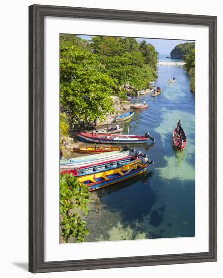 Colourful Fishing Boats on White River, Ocho Rios, St. Ann Parish, Jamaica, Caribbean-Doug Pearson-Framed Photographic Print