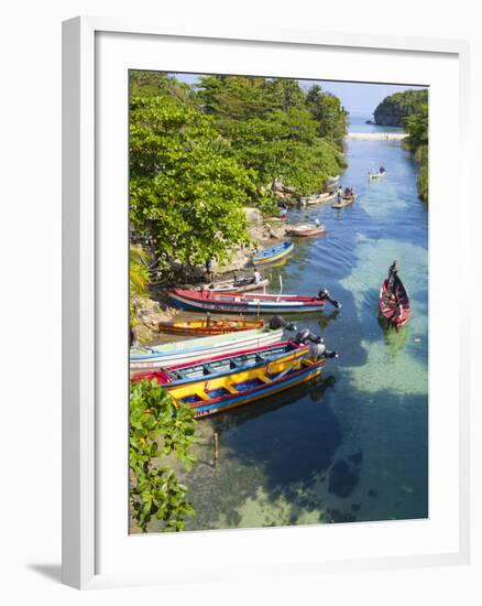 Colourful Fishing Boats on White River, Ocho Rios, St. Ann Parish, Jamaica, Caribbean-Doug Pearson-Framed Photographic Print