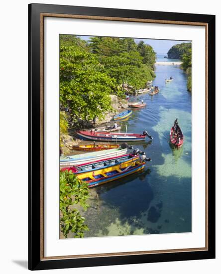 Colourful Fishing Boats on White River, Ocho Rios, St. Ann Parish, Jamaica, Caribbean-Doug Pearson-Framed Photographic Print