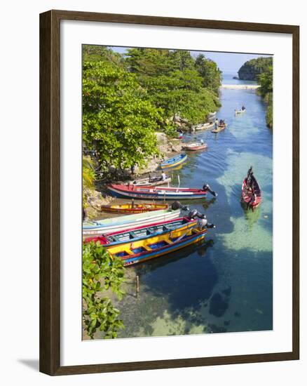 Colourful Fishing Boats on White River, Ocho Rios, St. Ann Parish, Jamaica, Caribbean-Doug Pearson-Framed Photographic Print