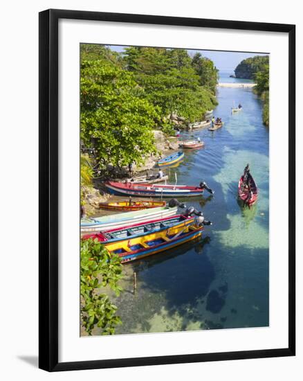 Colourful Fishing Boats on White River, Ocho Rios, St. Ann Parish, Jamaica, Caribbean-Doug Pearson-Framed Photographic Print