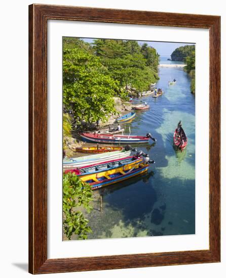 Colourful Fishing Boats on White River, Ocho Rios, St. Ann Parish, Jamaica, Caribbean-Doug Pearson-Framed Photographic Print