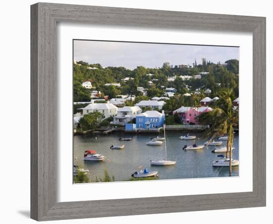 Colourful Houses and Boats, Hamilton Harbour, Hamilton, Bermuda-Gavin Hellier-Framed Photographic Print