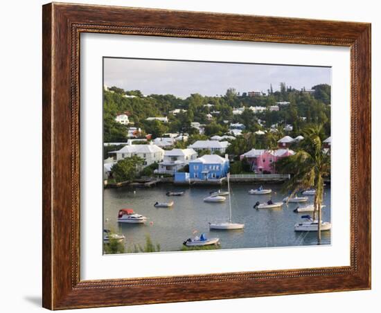 Colourful Houses and Boats, Hamilton Harbour, Hamilton, Bermuda-Gavin Hellier-Framed Photographic Print