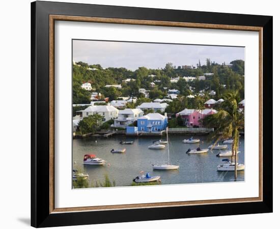 Colourful Houses and Boats, Hamilton Harbour, Hamilton, Bermuda-Gavin Hellier-Framed Photographic Print