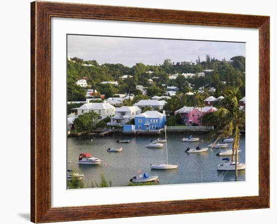 Colourful Houses and Boats, Hamilton Harbour, Hamilton, Bermuda-Gavin Hellier-Framed Photographic Print