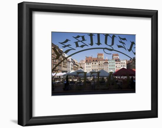 Colourful Houses of the Old Town Square Viewed Through a Cafe Window, Old Town, Poland-Gavin Hellier-Framed Photographic Print