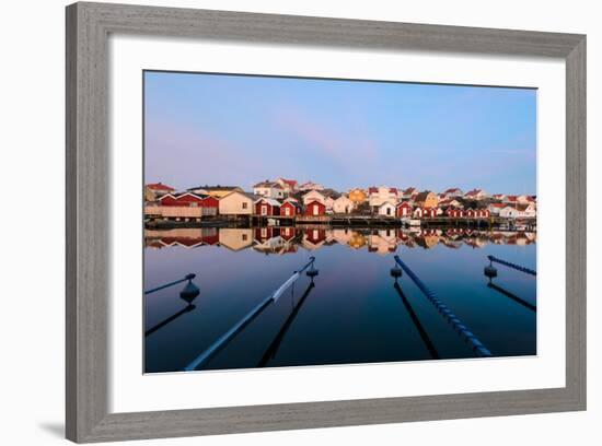 Colourful Houses Reflected in a Still Harbour-Utterström Photography-Framed Photographic Print