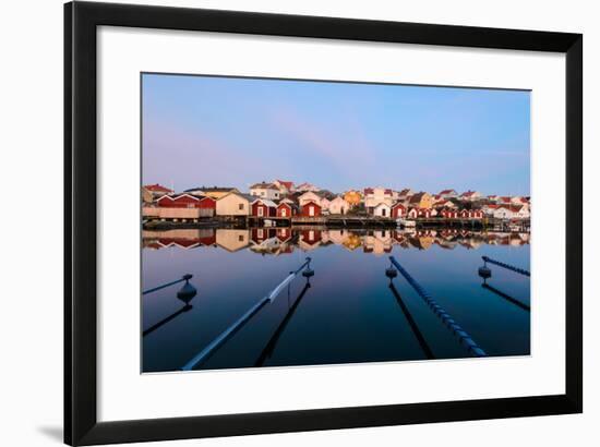 Colourful Houses Reflected in a Still Harbour-Utterström Photography-Framed Photographic Print