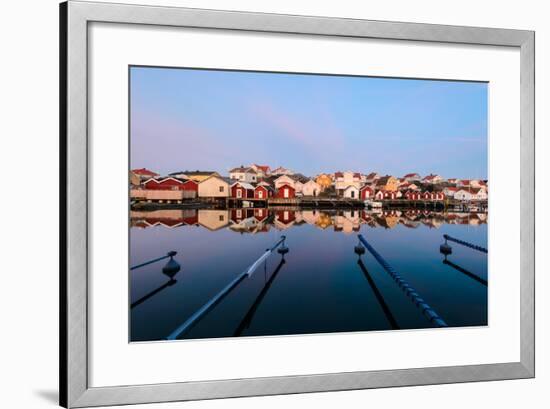 Colourful Houses Reflected in a Still Harbour-Utterström Photography-Framed Photographic Print