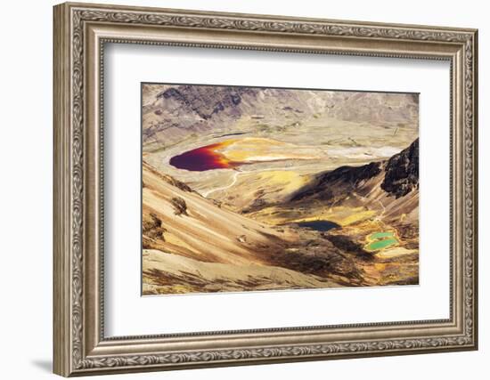 Colourful lakes below the peak of Chacaltaya, Andes, Bolivia. October 2015.-Ashley Cooper-Framed Photographic Print