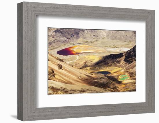 Colourful lakes below the peak of Chacaltaya, Andes, Bolivia. October 2015.-Ashley Cooper-Framed Photographic Print