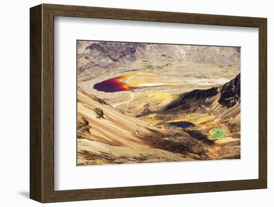 Colourful lakes below the peak of Chacaltaya, Andes, Bolivia. October 2015.-Ashley Cooper-Framed Photographic Print