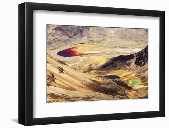 Colourful lakes below the peak of Chacaltaya, Andes, Bolivia. October 2015.-Ashley Cooper-Framed Photographic Print