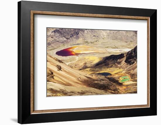 Colourful lakes below the peak of Chacaltaya, Andes, Bolivia. October 2015.-Ashley Cooper-Framed Photographic Print