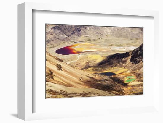 Colourful lakes below the peak of Chacaltaya, Andes, Bolivia. October 2015.-Ashley Cooper-Framed Photographic Print