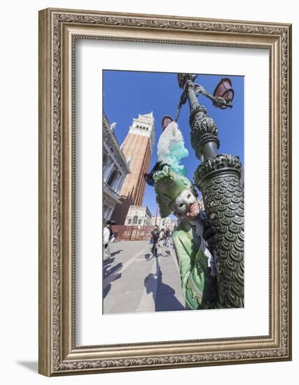 Colourful mask and costume of the Carnival of Venice, famous festival worldwide, Venice, Veneto, It-Roberto Moiola-Framed Photographic Print