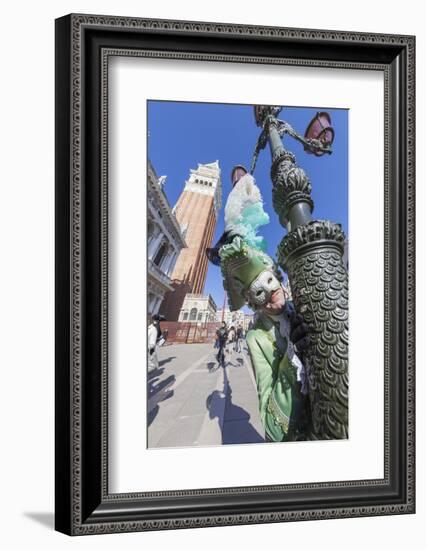 Colourful mask and costume of the Carnival of Venice, famous festival worldwide, Venice, Veneto, It-Roberto Moiola-Framed Photographic Print