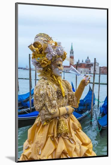 Colourful mask and costume of the Carnival of Venice, famous festival worldwide, Venice, Veneto, It-Roberto Moiola-Mounted Photographic Print