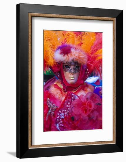 Colourful mask and costume of the Carnival of Venice, famous festival worldwide, Venice, Veneto, It-Roberto Moiola-Framed Photographic Print