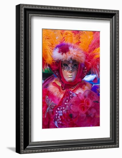 Colourful mask and costume of the Carnival of Venice, famous festival worldwide, Venice, Veneto, It-Roberto Moiola-Framed Photographic Print