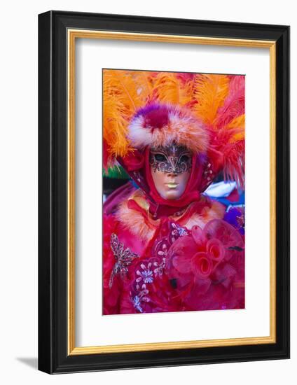 Colourful mask and costume of the Carnival of Venice, famous festival worldwide, Venice, Veneto, It-Roberto Moiola-Framed Photographic Print