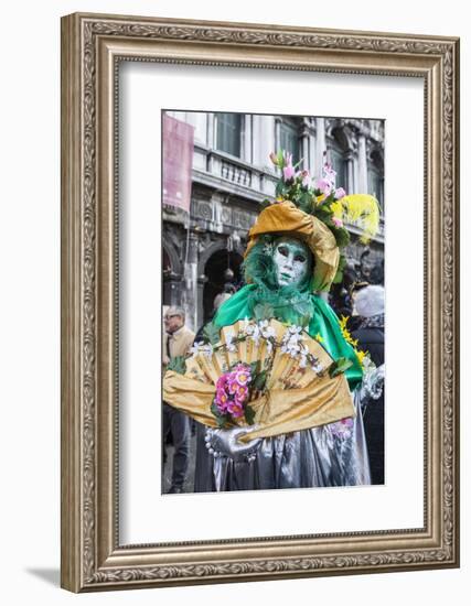 Colourful mask and costume of the Carnival of Venice, famous festival worldwide, Venice, Veneto, It-Roberto Moiola-Framed Photographic Print