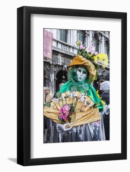 Colourful mask and costume of the Carnival of Venice, famous festival worldwide, Venice, Veneto, It-Roberto Moiola-Framed Photographic Print