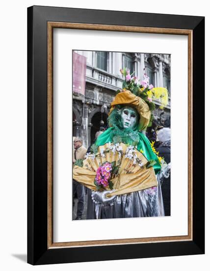 Colourful mask and costume of the Carnival of Venice, famous festival worldwide, Venice, Veneto, It-Roberto Moiola-Framed Photographic Print