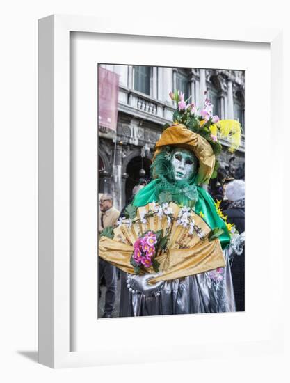 Colourful mask and costume of the Carnival of Venice, famous festival worldwide, Venice, Veneto, It-Roberto Moiola-Framed Photographic Print