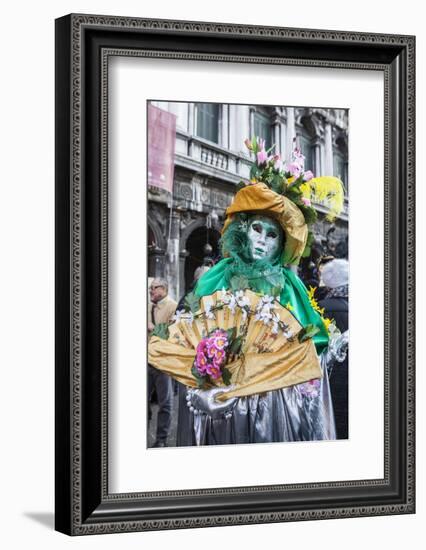 Colourful mask and costume of the Carnival of Venice, famous festival worldwide, Venice, Veneto, It-Roberto Moiola-Framed Photographic Print