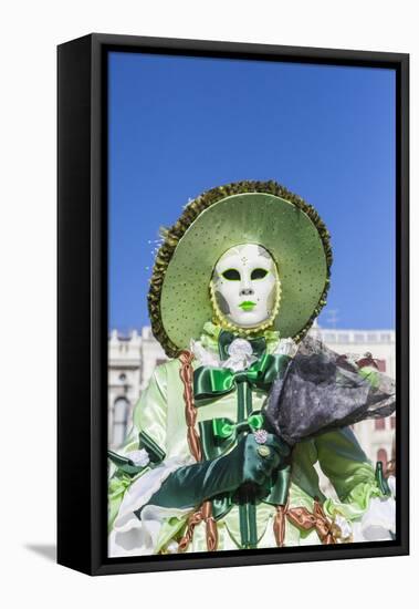 Colourful mask and costume of the Carnival of Venice, famous festival worldwide, Venice, Veneto, It-Roberto Moiola-Framed Premier Image Canvas