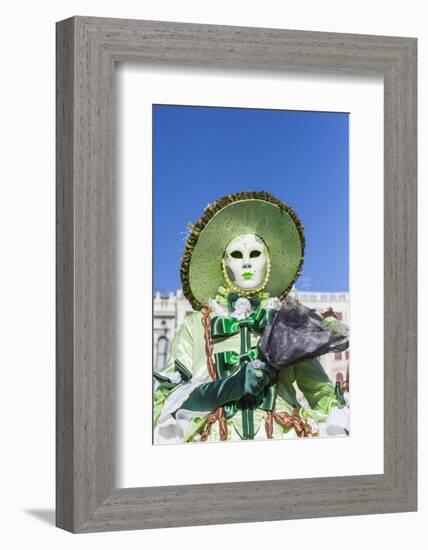 Colourful mask and costume of the Carnival of Venice, famous festival worldwide, Venice, Veneto, It-Roberto Moiola-Framed Photographic Print