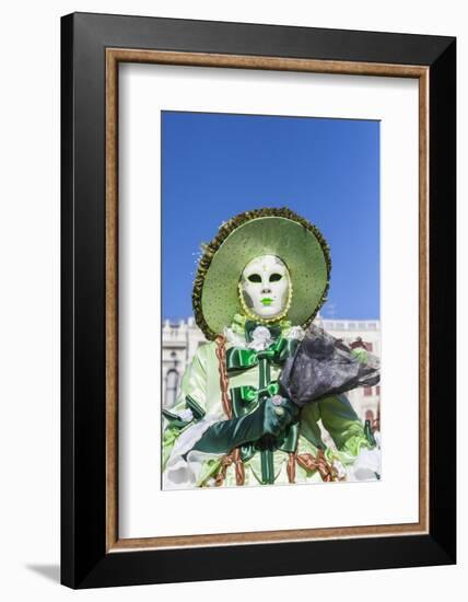 Colourful mask and costume of the Carnival of Venice, famous festival worldwide, Venice, Veneto, It-Roberto Moiola-Framed Photographic Print